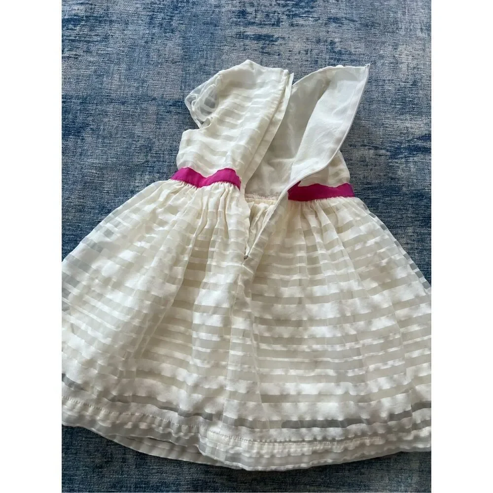 Osh Kosh B'gosh Off White Pink Stripe Zip Back Dress 2T